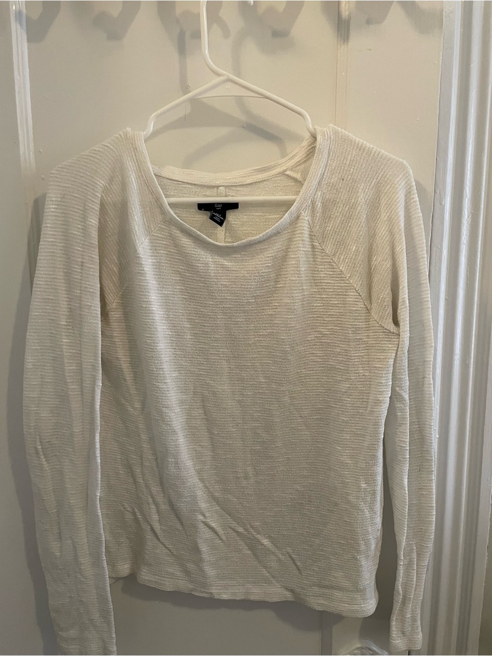 GAP Cream Ribbed Long Sleeve Top